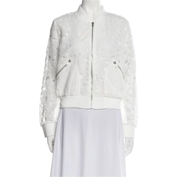 Jason Wu Lace Floral Print White Jacket Size Large NWT - Picture 1 of 8